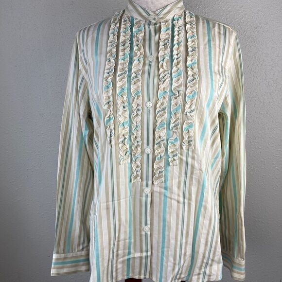 Liz Claiborne Striped Button Down Shirt Size M EUC - Picture 1 of 9